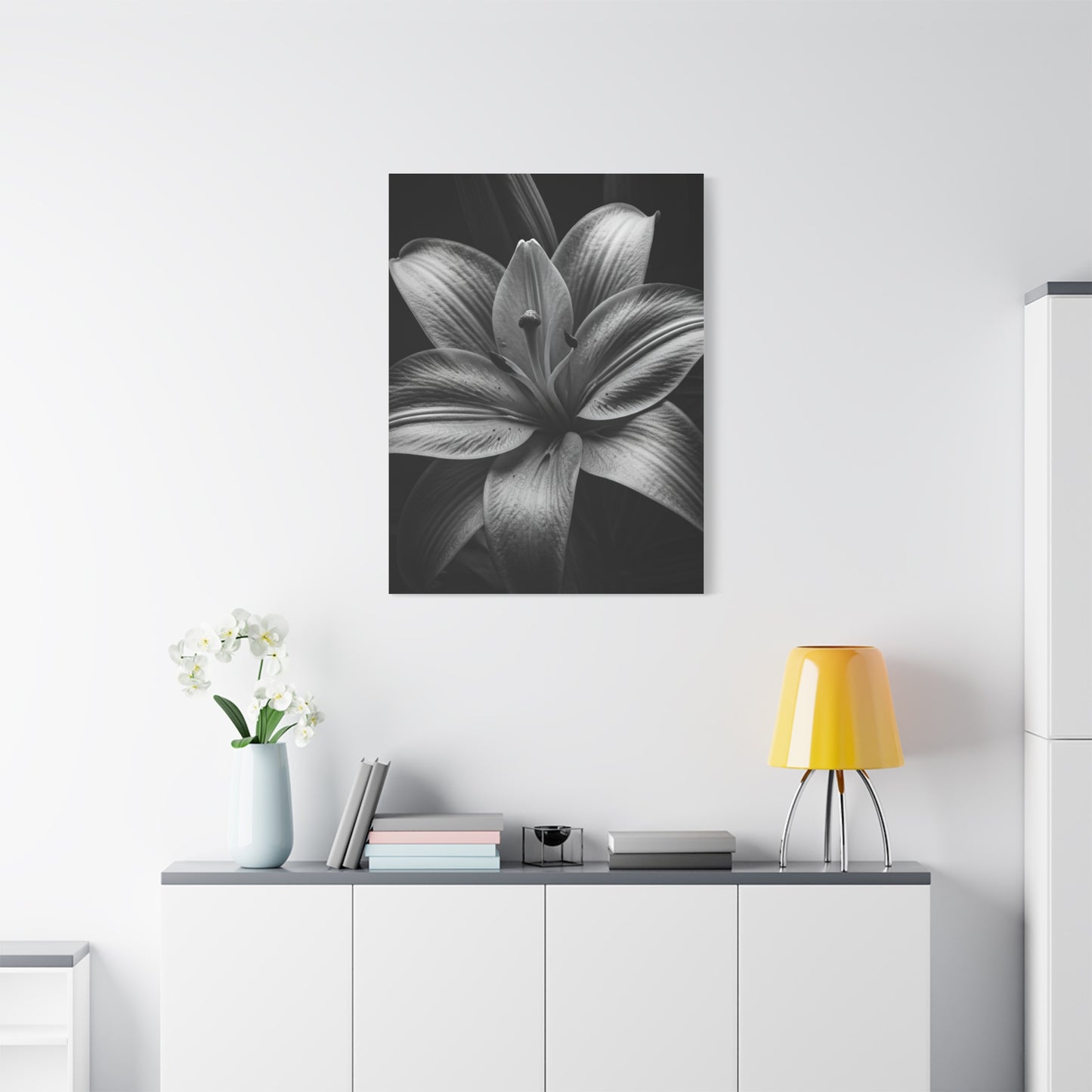 Monochrome Lily Bloom Wall Art & Canvas Prints