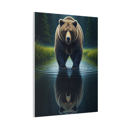 Brown Bear Reflection in Forest Water Wall Art & Canvas Prints