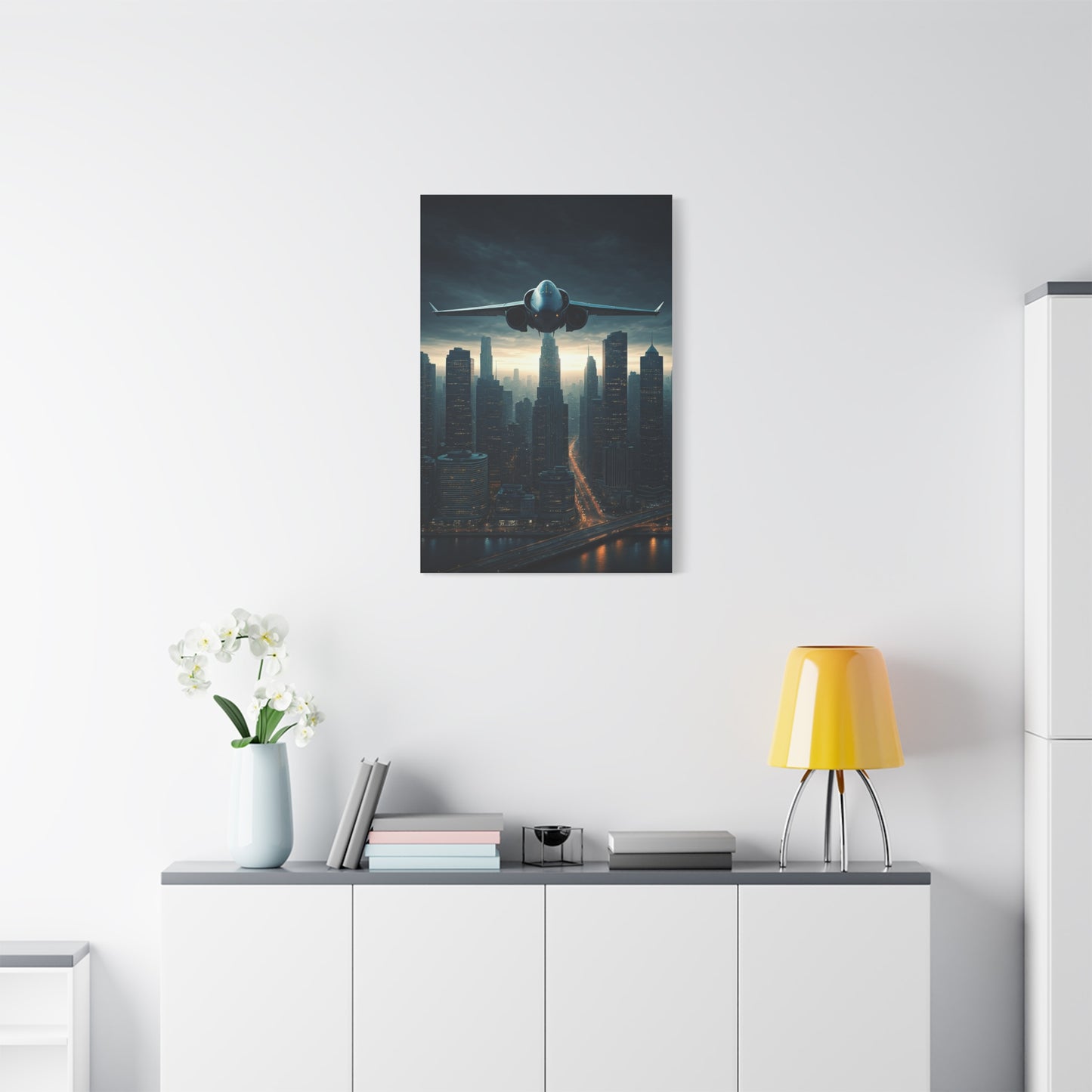 City Skyline Aircraft Journey Wall Art & Canvas Prints