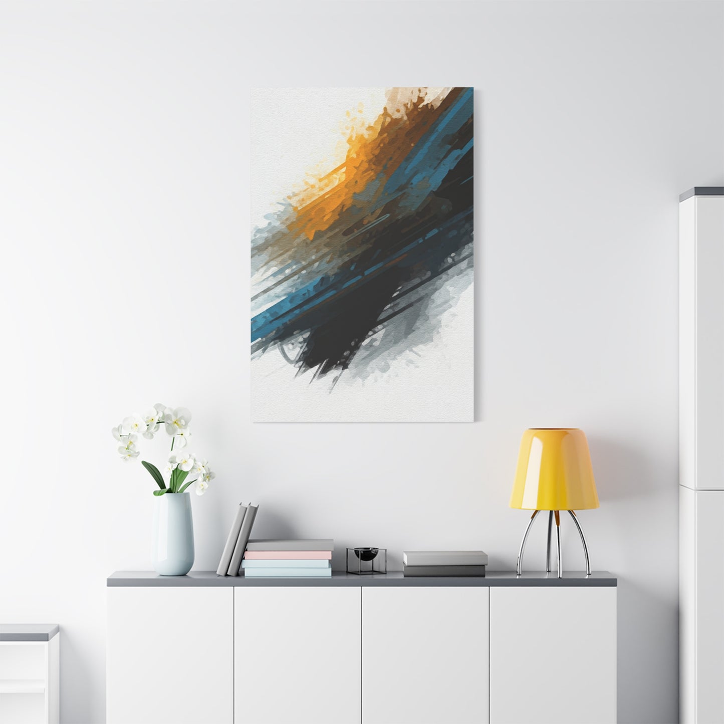 Gold and Blue Motion Abstract Wall Art & Canvas Prints
