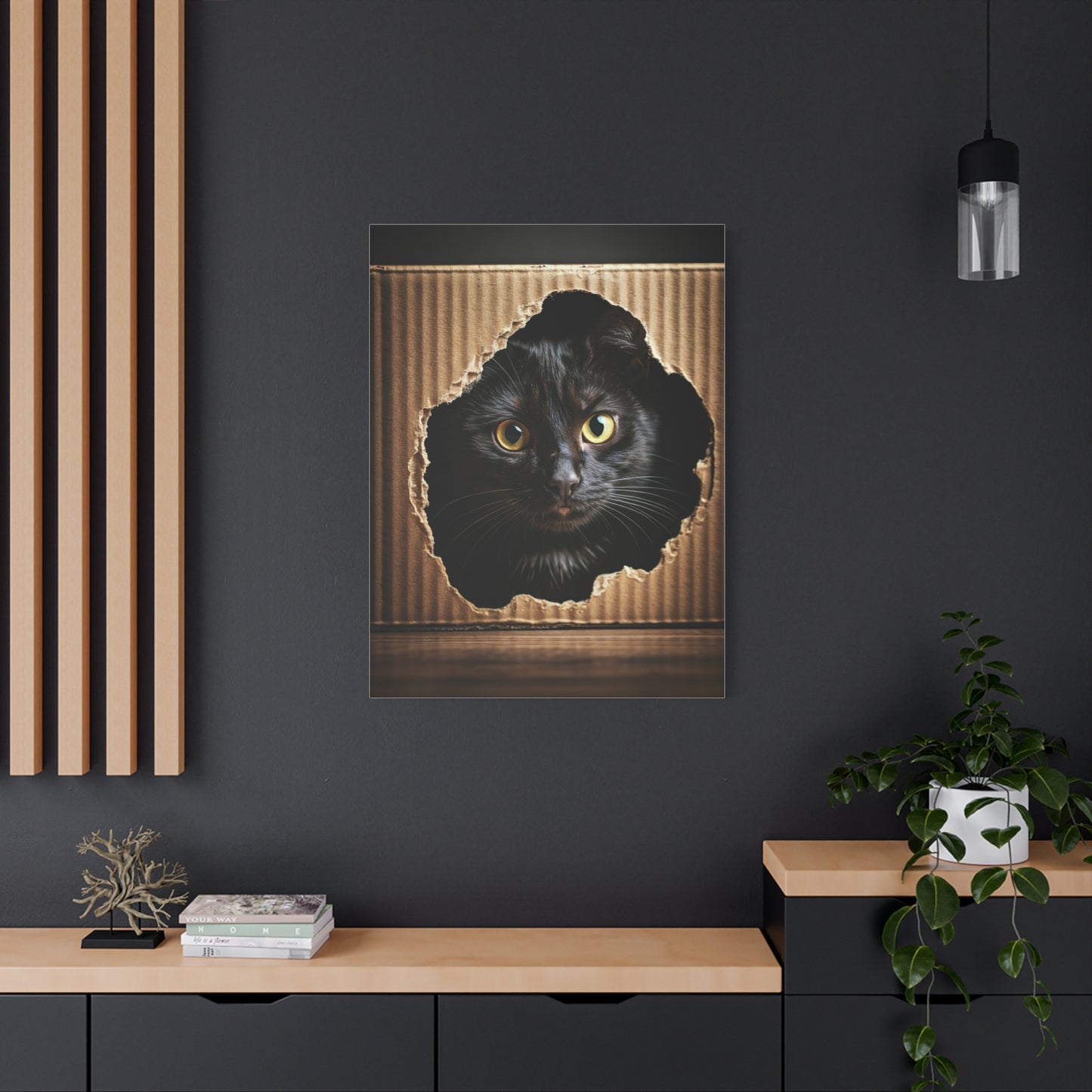 Curious Black Cat Peek Wall Art & Canvas Prints