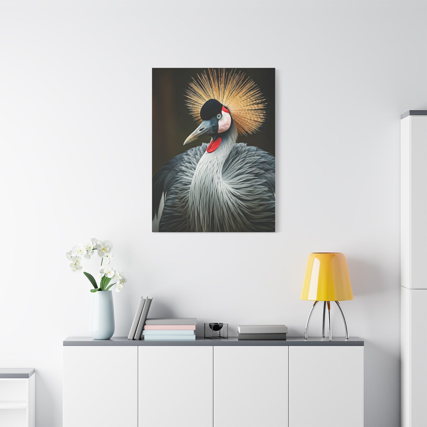 Regal Crowned Crane Portrait Wall Art & Canvas Prints