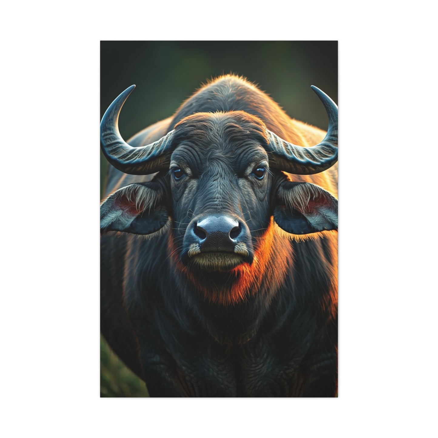Asian Water Buffalo with Golden Rim Light Wall Art & Canvas Print