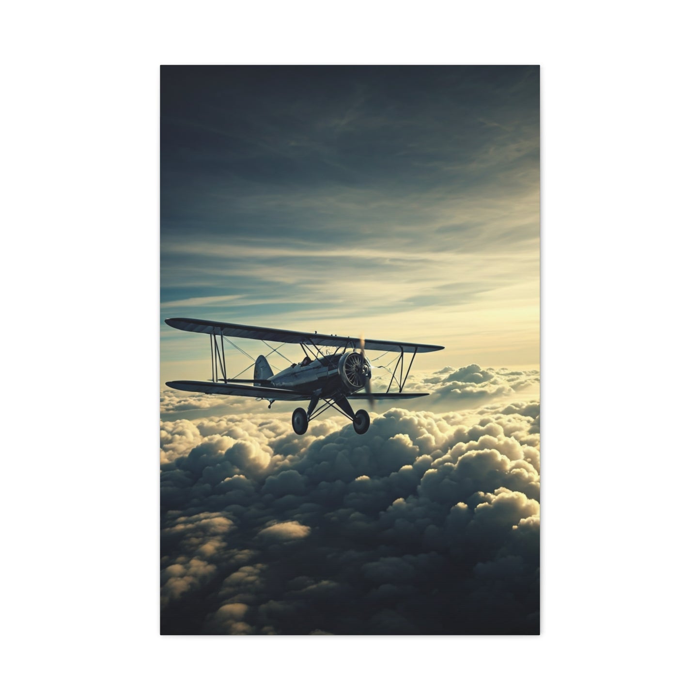 High-Altitude Biplane Above the Clouds Wall Art & Canvas Prints