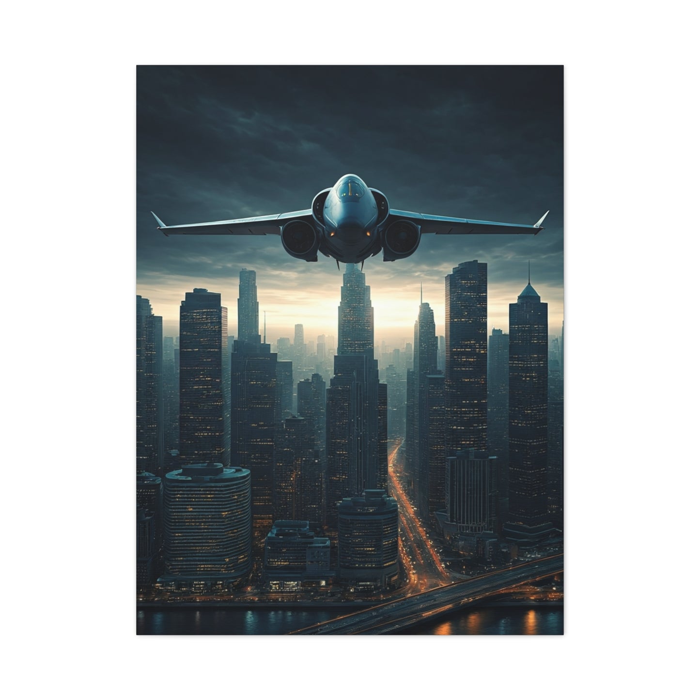 City Skyline Aircraft Journey Wall Art & Canvas Prints