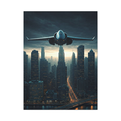 City Skyline Aircraft Journey Wall Art & Canvas Prints