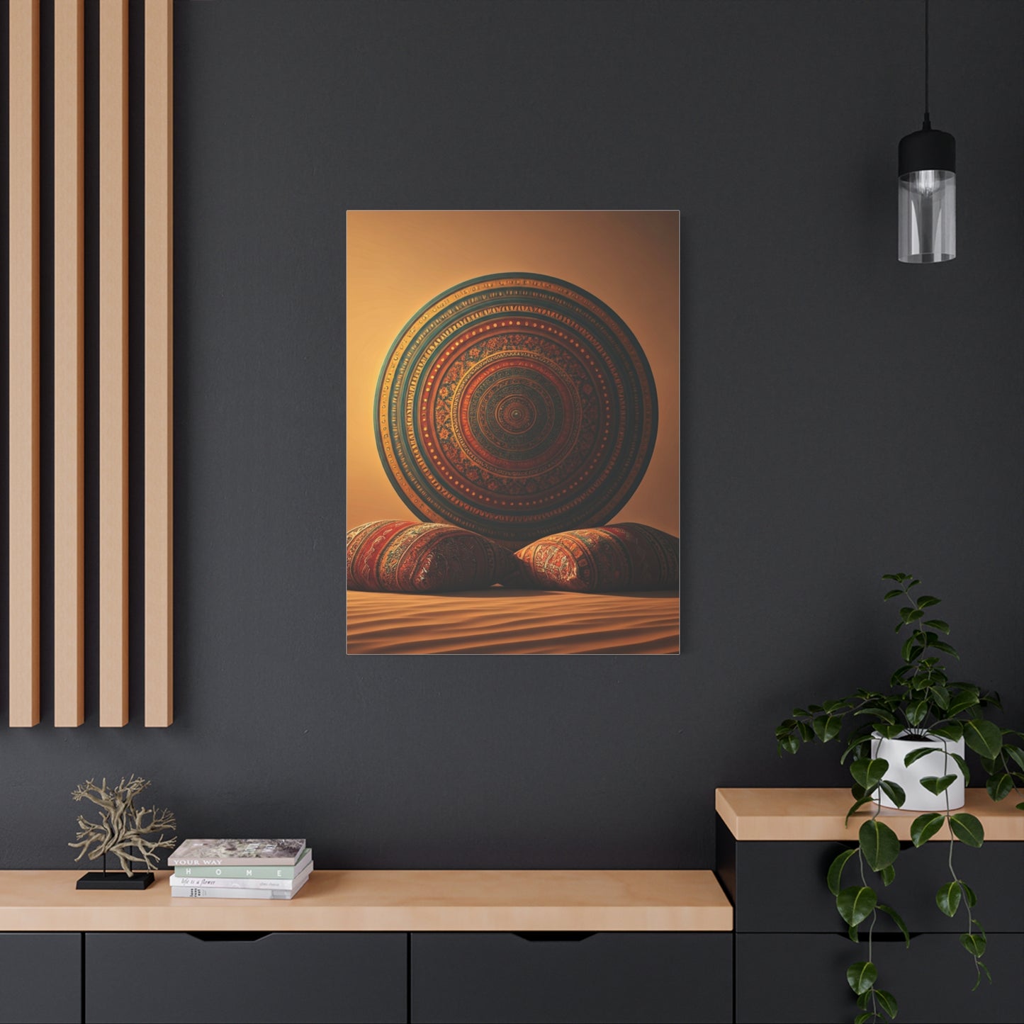Sacred Mandala Resting in Sand Wall Art & Canvas Prints