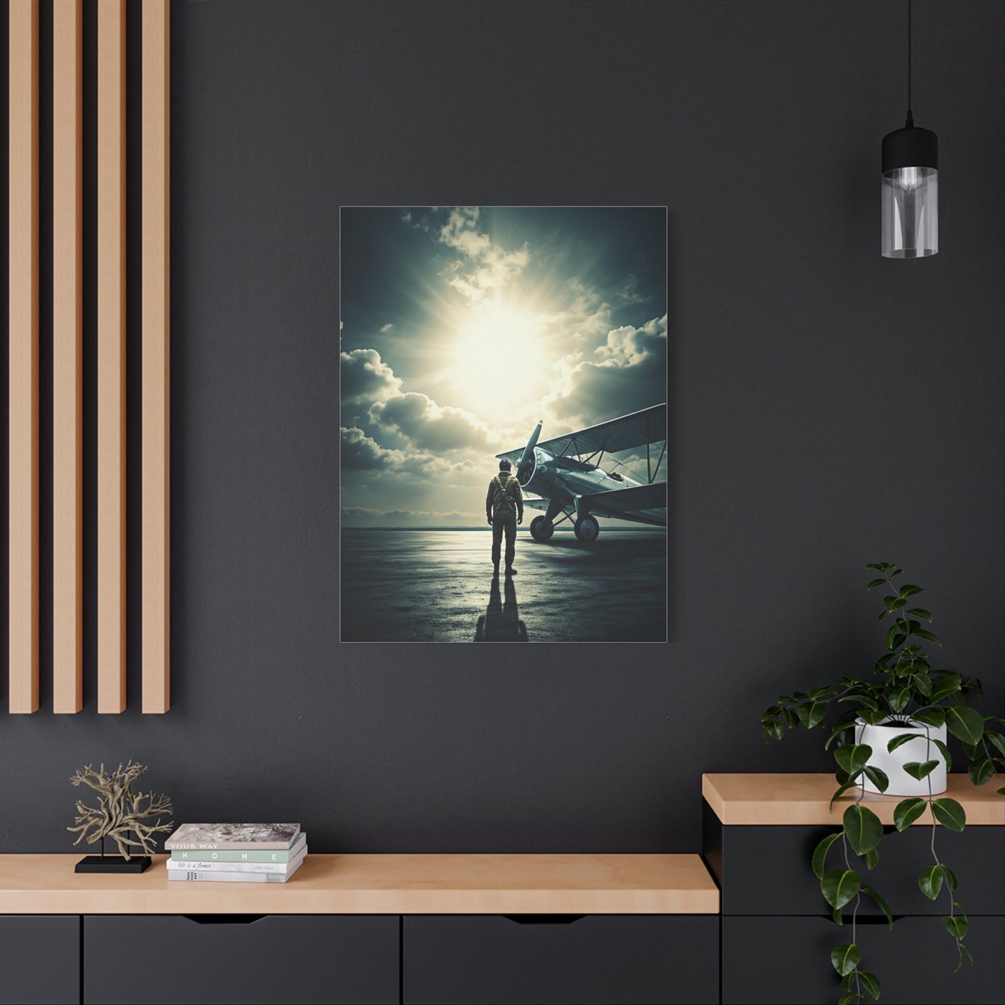 Lone Pilot and Aircraft Reflection Wall Art & Canvas Prints