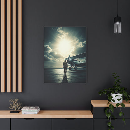 Lone Pilot and Aircraft Reflection Wall Art & Canvas Prints