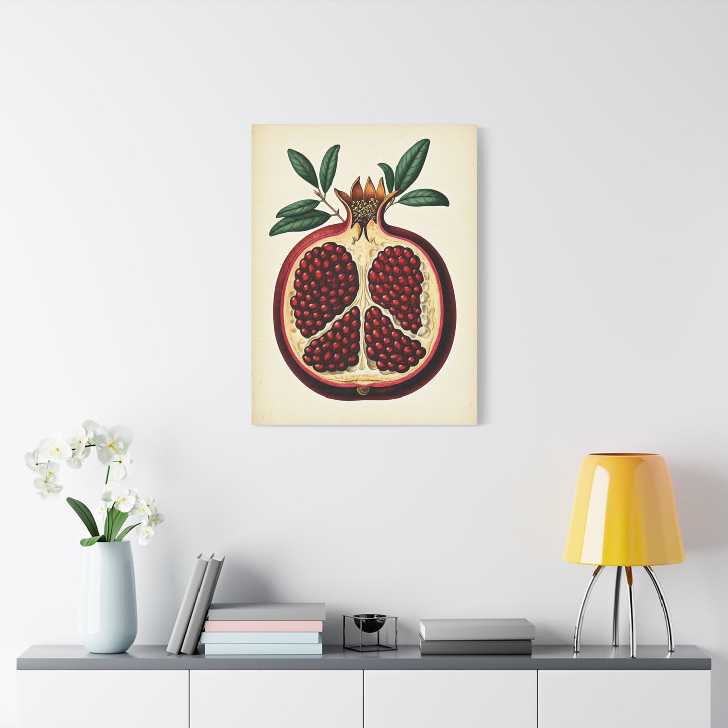 Pomegranate Cross Section Illustration Wall Art & Canvas Prints