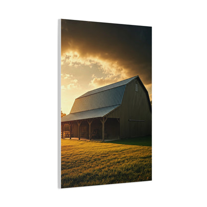 Golden Hour Farm Barn Landscape Wall Art & Canvas Prints