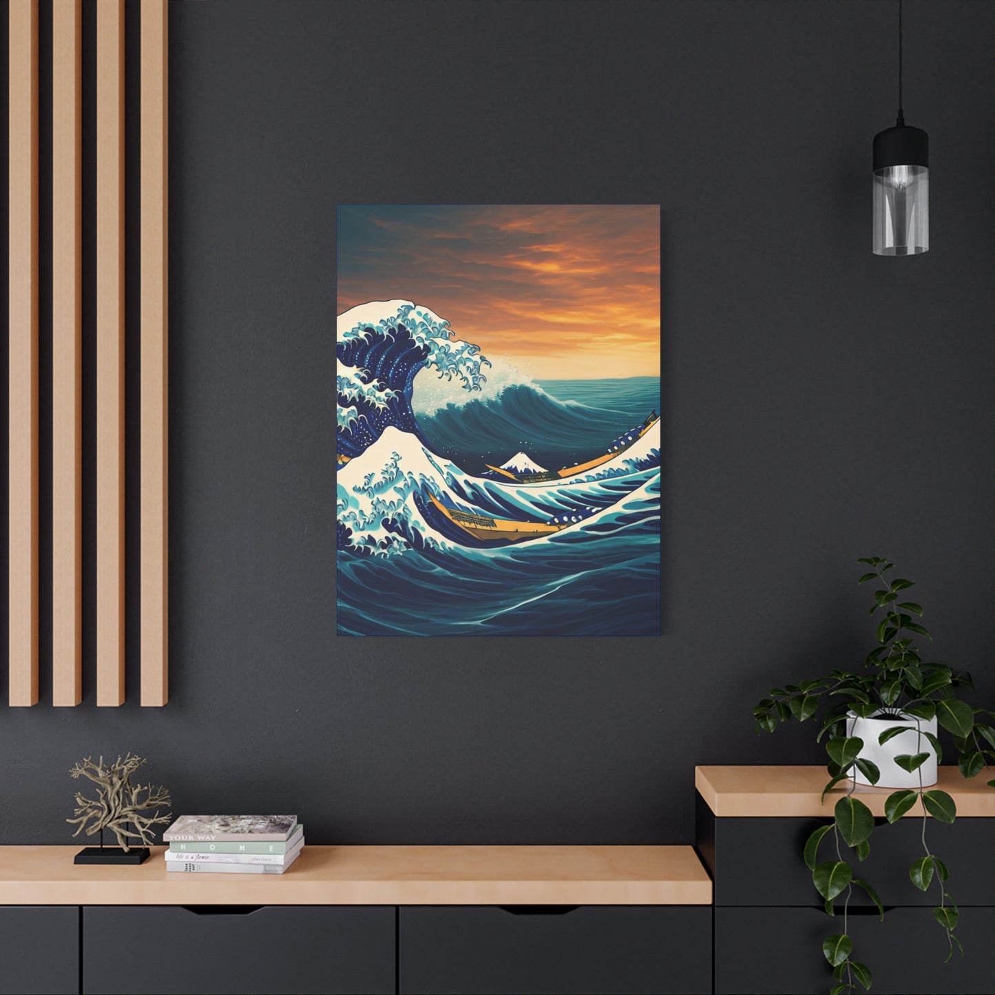 Crimson Horizon Wave Wall Art & Canvas Prints