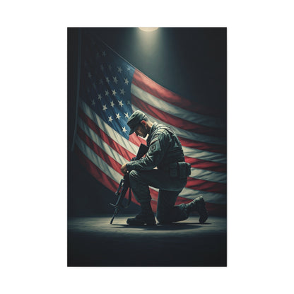 Kneeling Soldier Prayer Tribute Wall Art & Canvas Prints