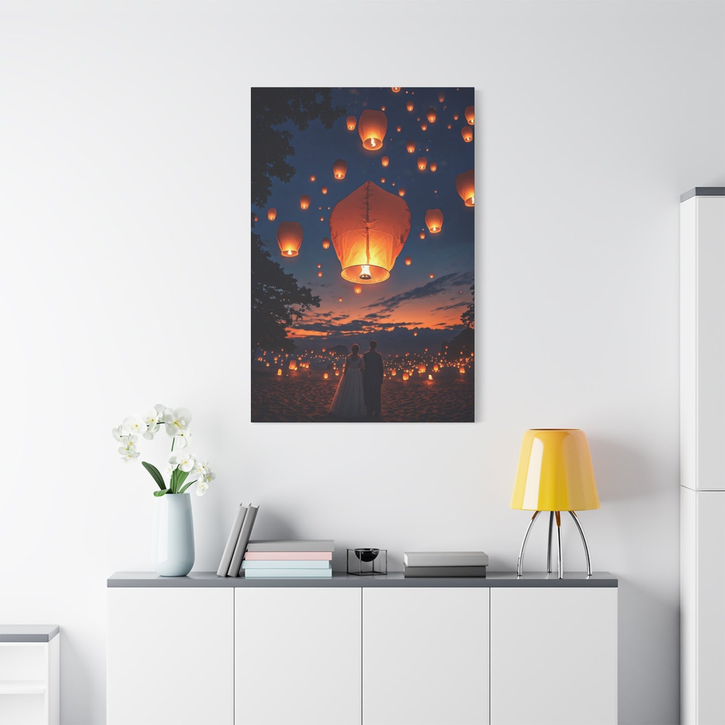 Floating Lanterns at Dusk Wall Art & Canvas Prints
