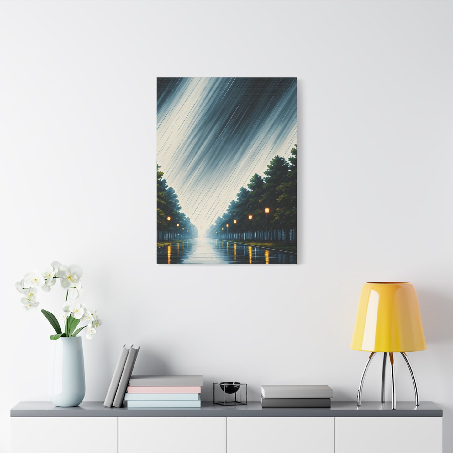 Night Avenue Light Flow Wall Art & Canvas Prints
