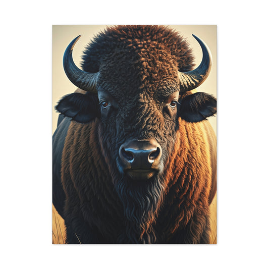 Golden Light American Bison Portrait Wall Art & Canvas Print