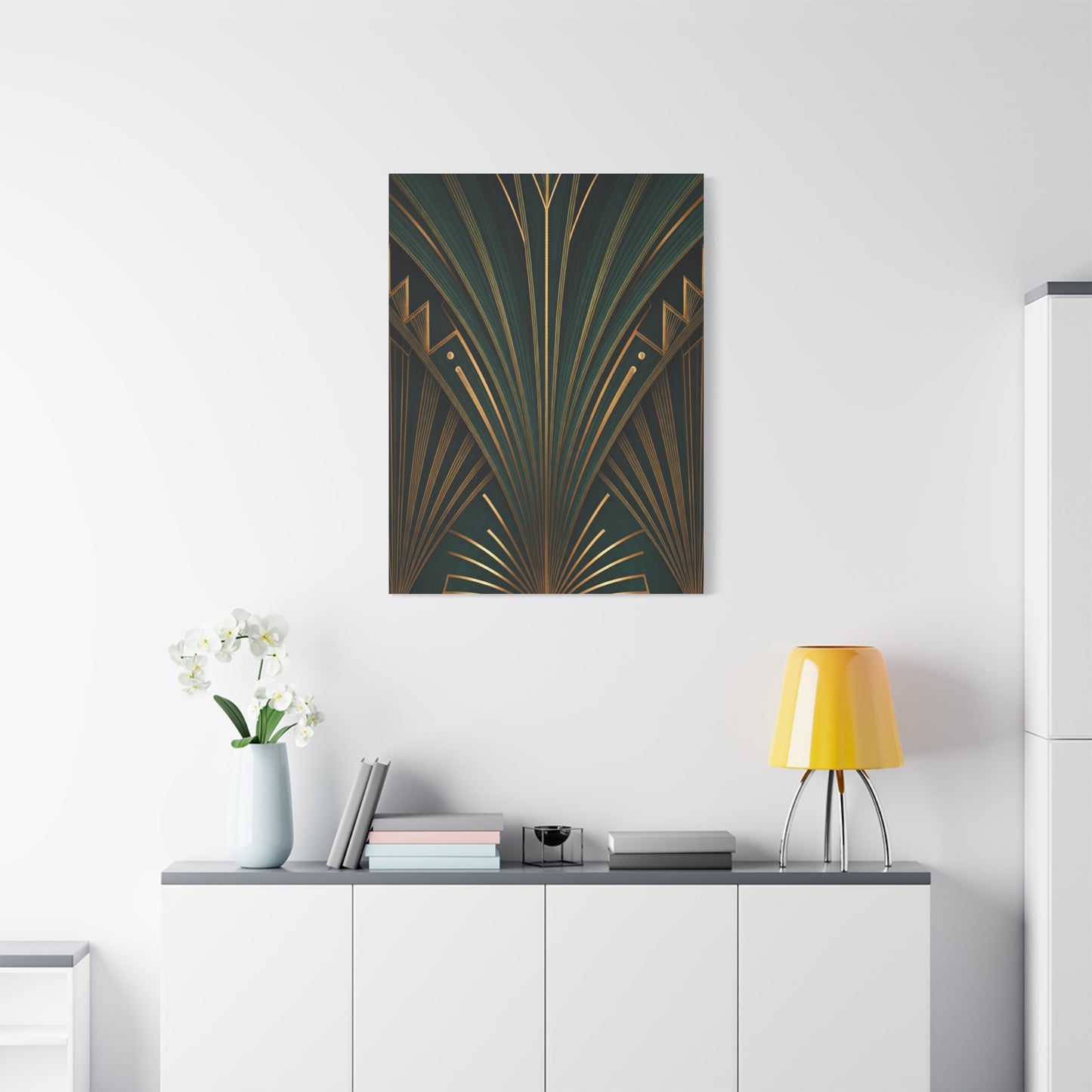 Emerald Radiance Fan Art Deco Wall Art & Canvas Prints