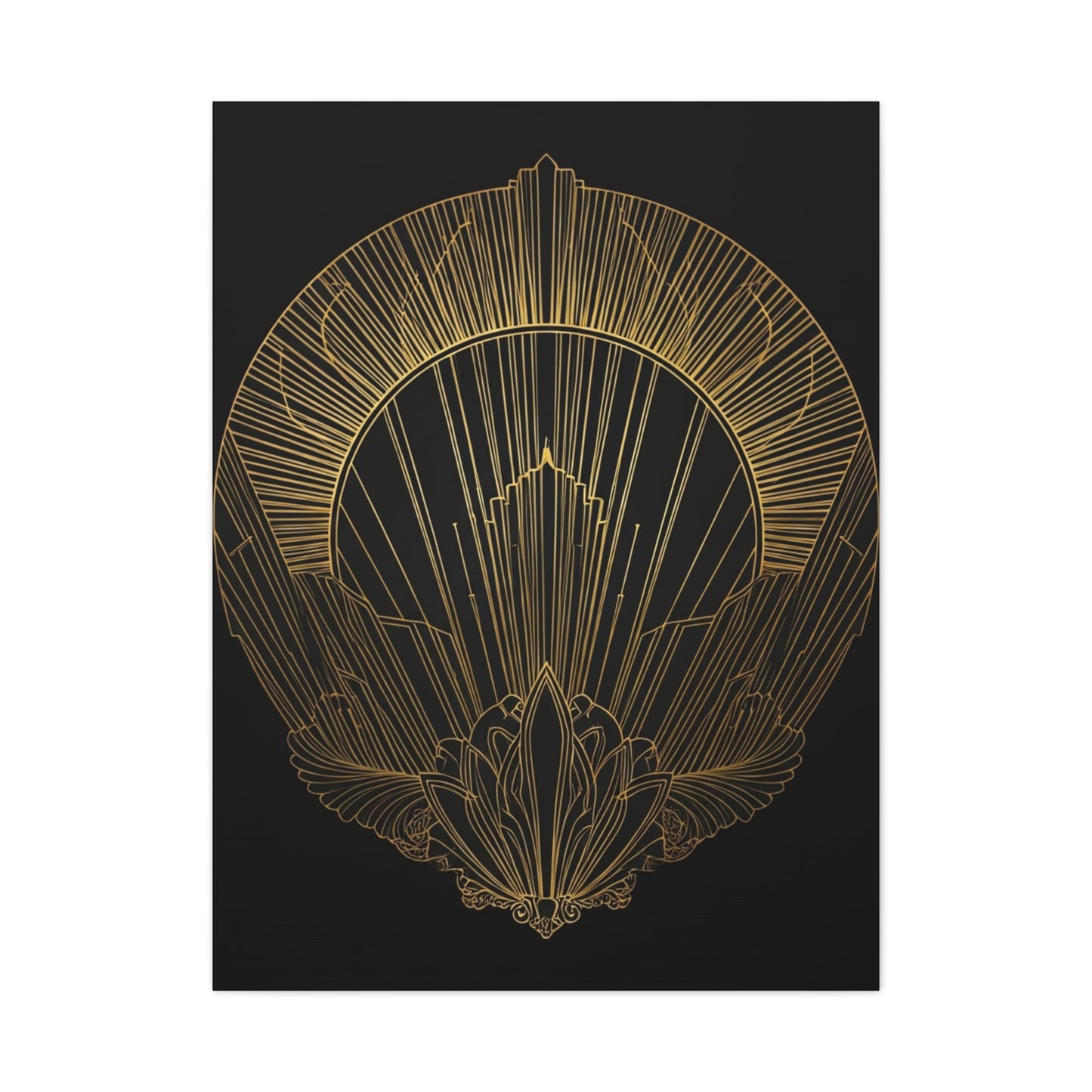 Deco Halo Emblem Black & Gold Wall Art & Canvas Prints