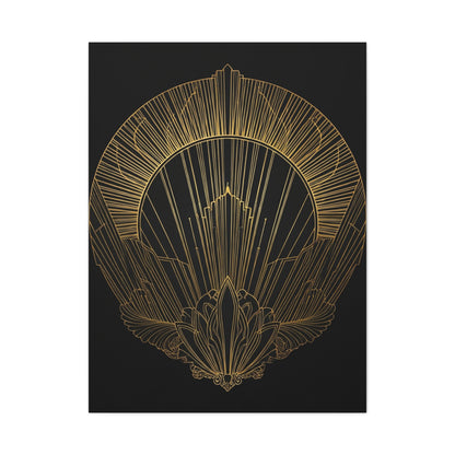 Deco Halo Emblem Black & Gold Wall Art & Canvas Prints