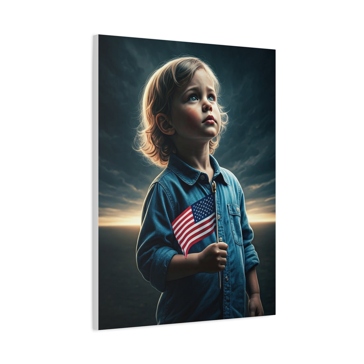 Child Holding Flag of Promise Wall Art & Canvas Prints