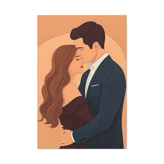 Romantic Embrace Illustration Wall Art & Canvas Prints