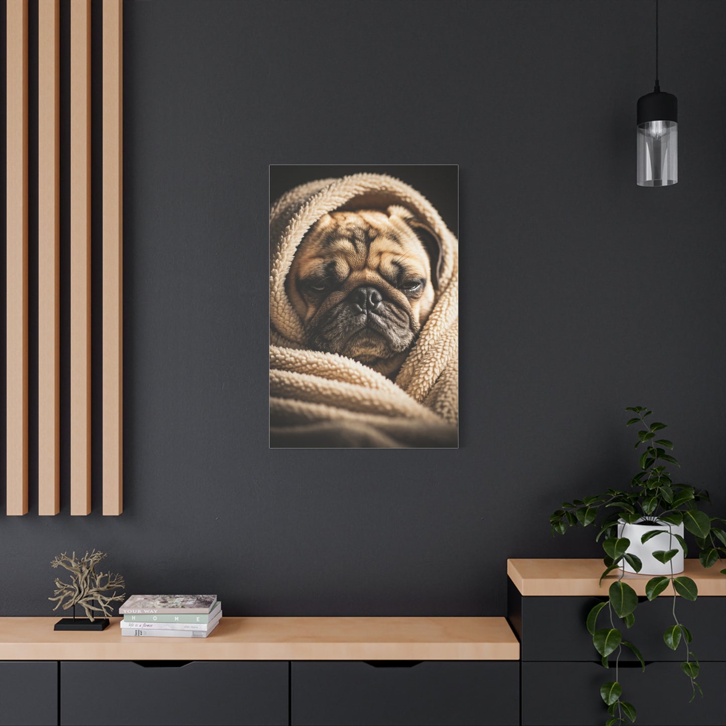 Wrapped in Warmth Pug Wall Art & Canvas Print