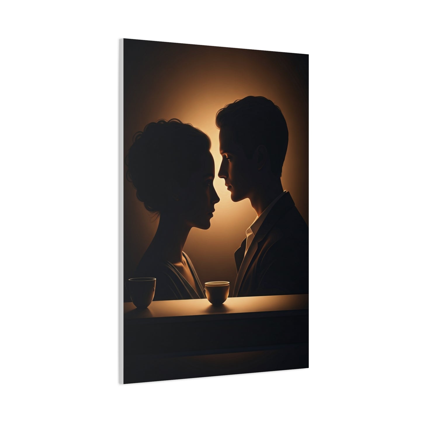 Intimate Silhouettes at Candlelit Table Wall Art & Canvas Prints