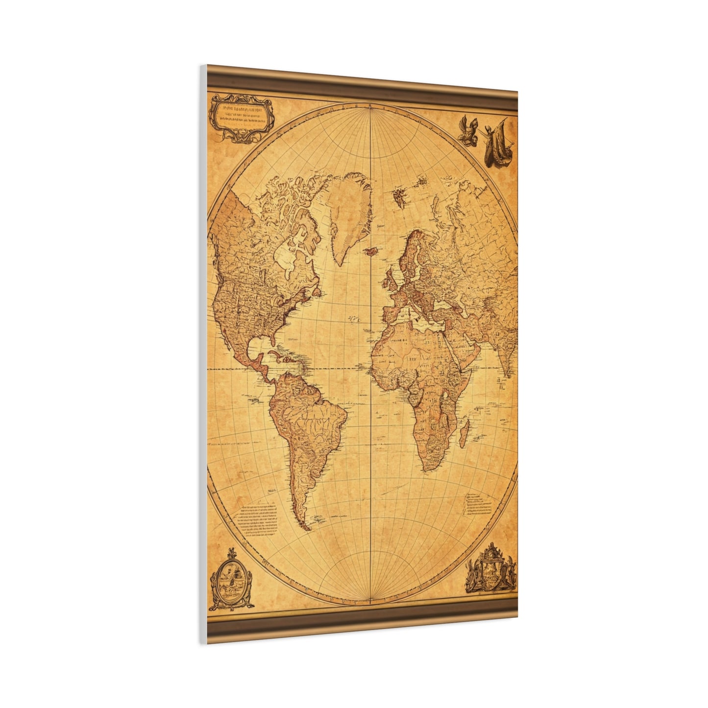 Antique Oval World Atlas Map Wall Art & Canvas Prints