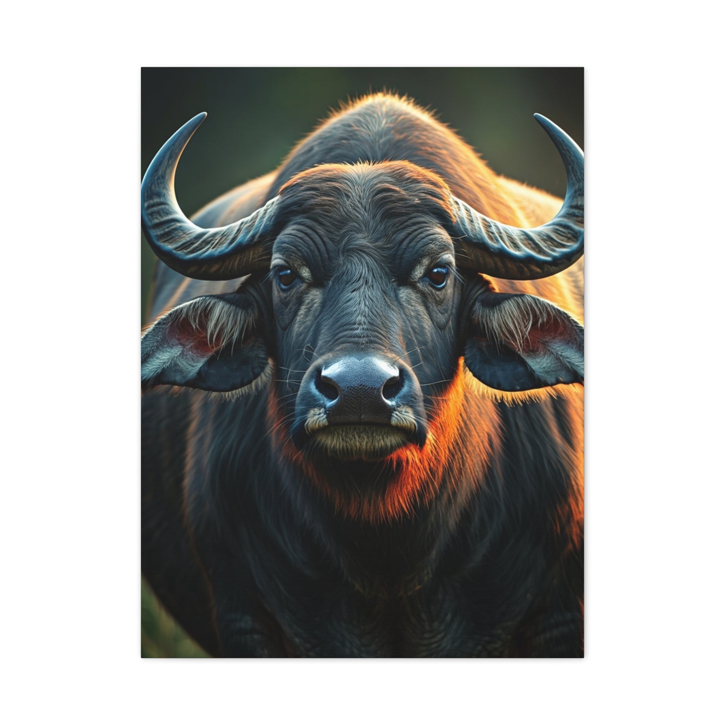 Asian Water Buffalo with Golden Rim Light Wall Art & Canvas Print
