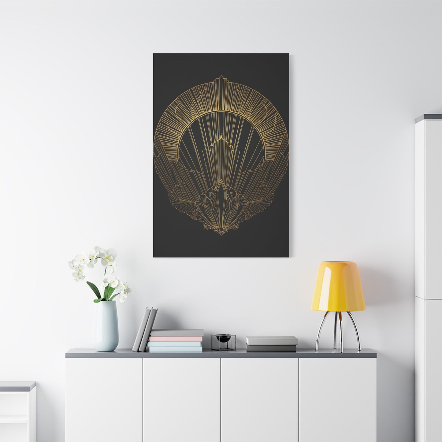 Deco Halo Emblem Black & Gold Wall Art & Canvas Prints
