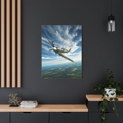 Vintage Warbird Flight Over Open Fields Wall Art & Canvas Prints