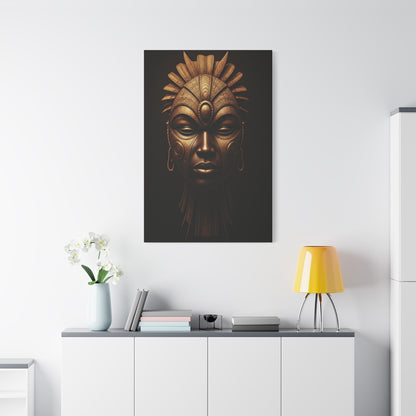 Golden Tribal Goddess Mask Wall Art & Canvas Prints