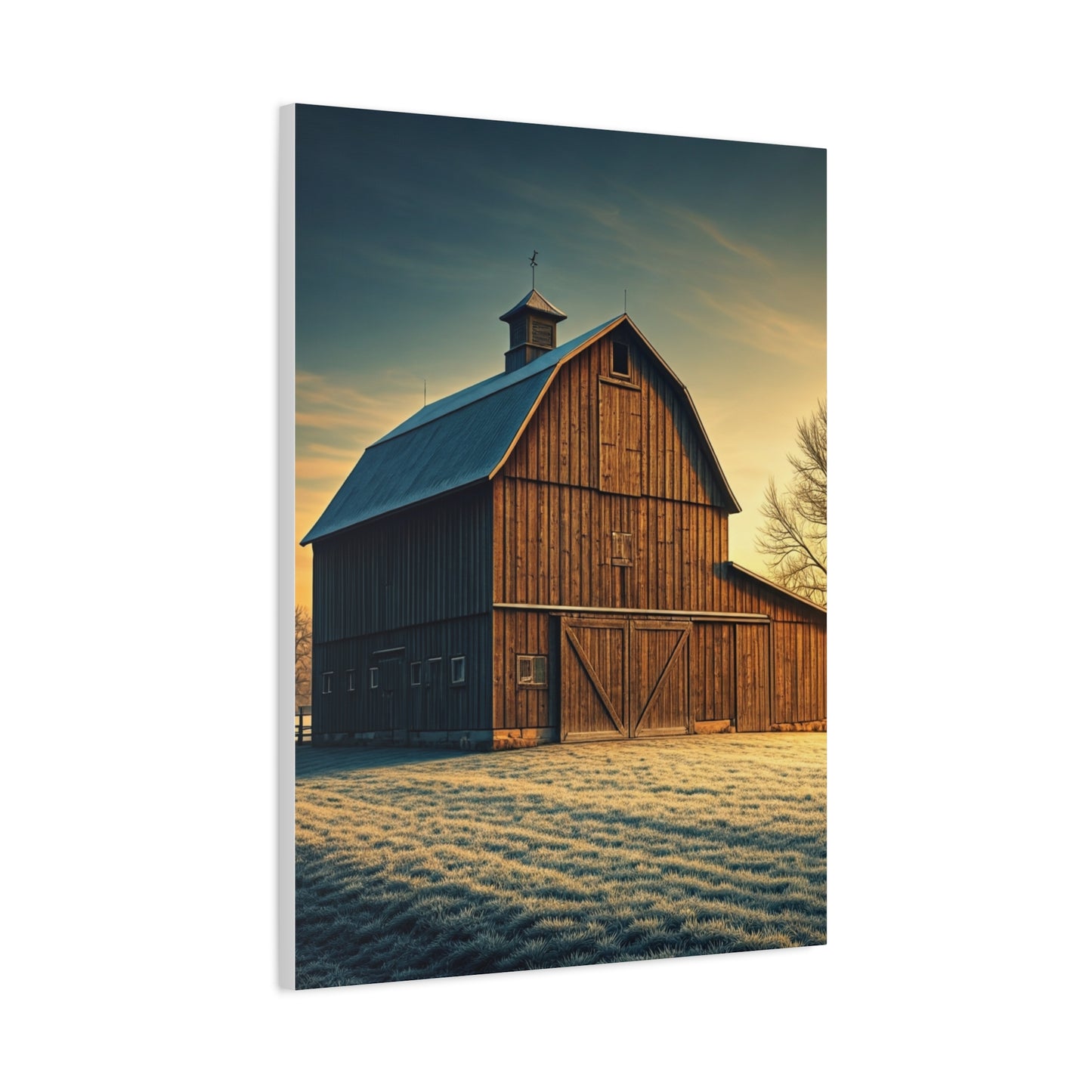 Frosted Dawn Wooden Barn Wall Art & Canvas Prints