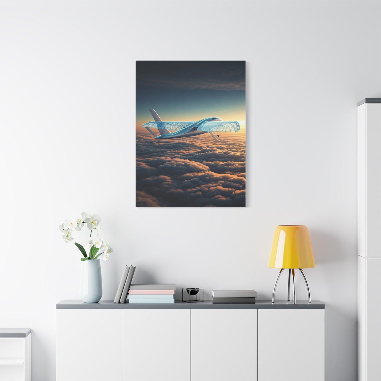 Elegant Concept Aircraft Above Clouds Wall Art & Canvas Prints