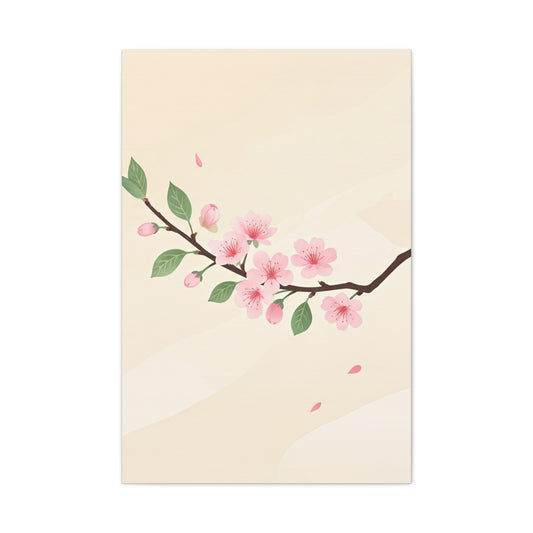 Minimal Sakura Branch Botanical Illustration Wall Art & Canvas Prints
