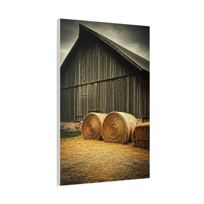 Hay Bales Resting by the Old Barn Wall Art & Canvas Prints