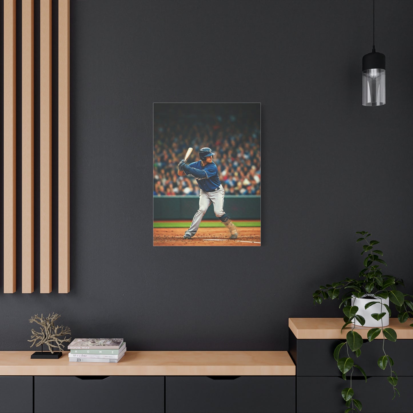 Lone Baseball Player Under Stadium Lights Wall Art & Canvas Prints