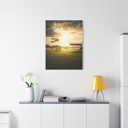 Golden Airfield Takeoff Moment Wall Art & Canvas Prints
