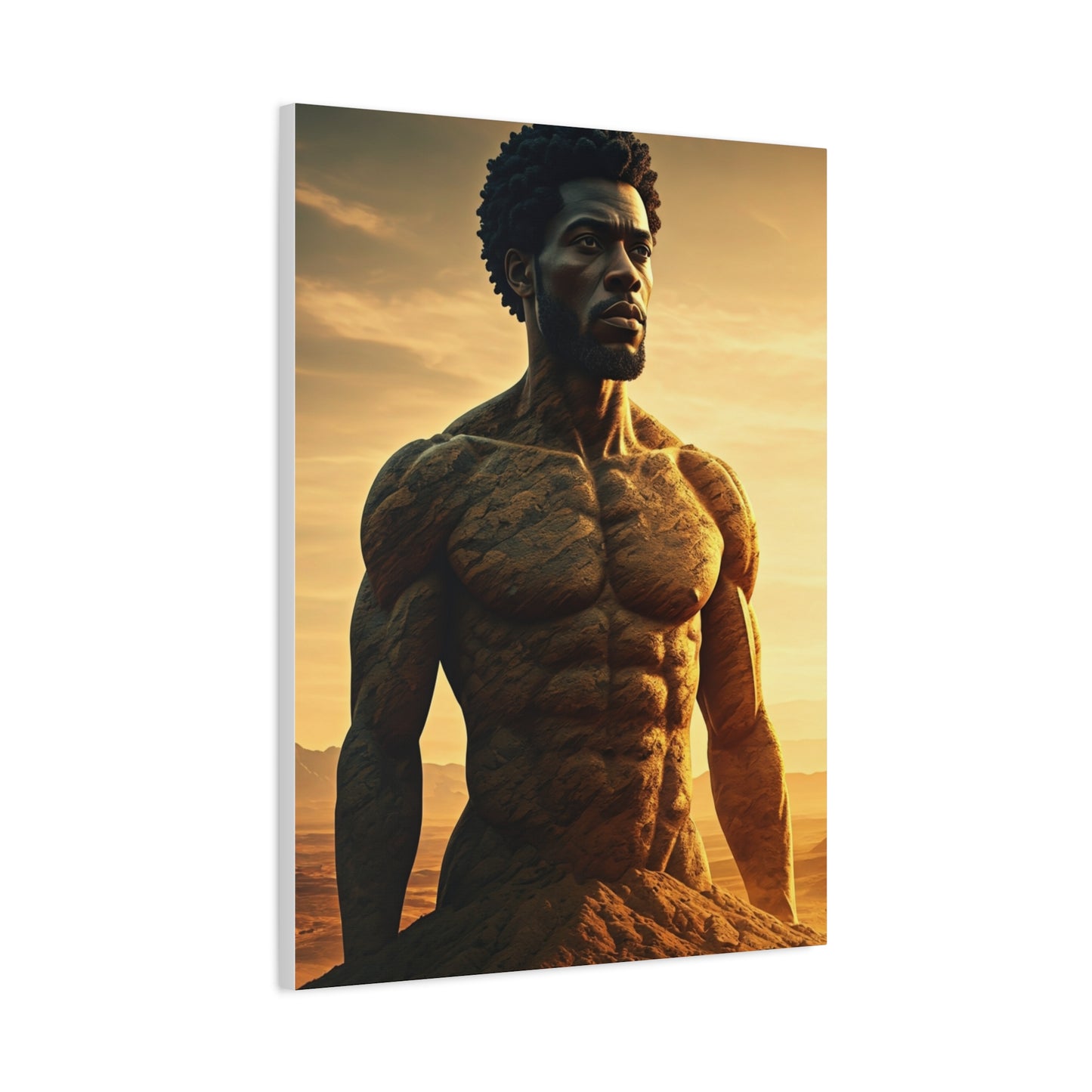 Golden Stone Warrior Portrait Wall Art & Canvas Prints