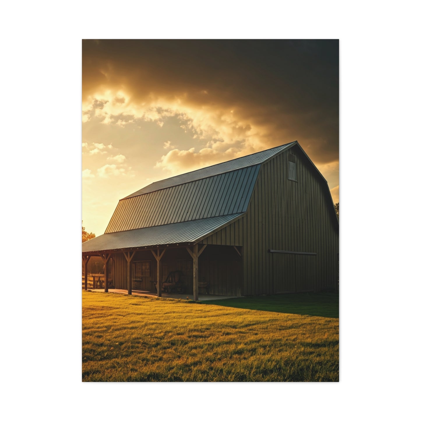 Golden Hour Farm Barn Landscape Wall Art & Canvas Prints