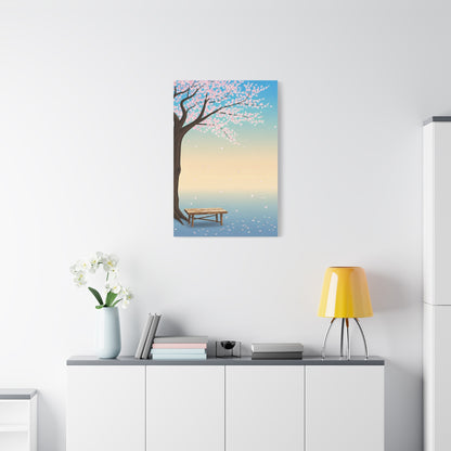 Minimal Sakura Tree With Bench Spring Serenity Wall Art & Canvas Prints