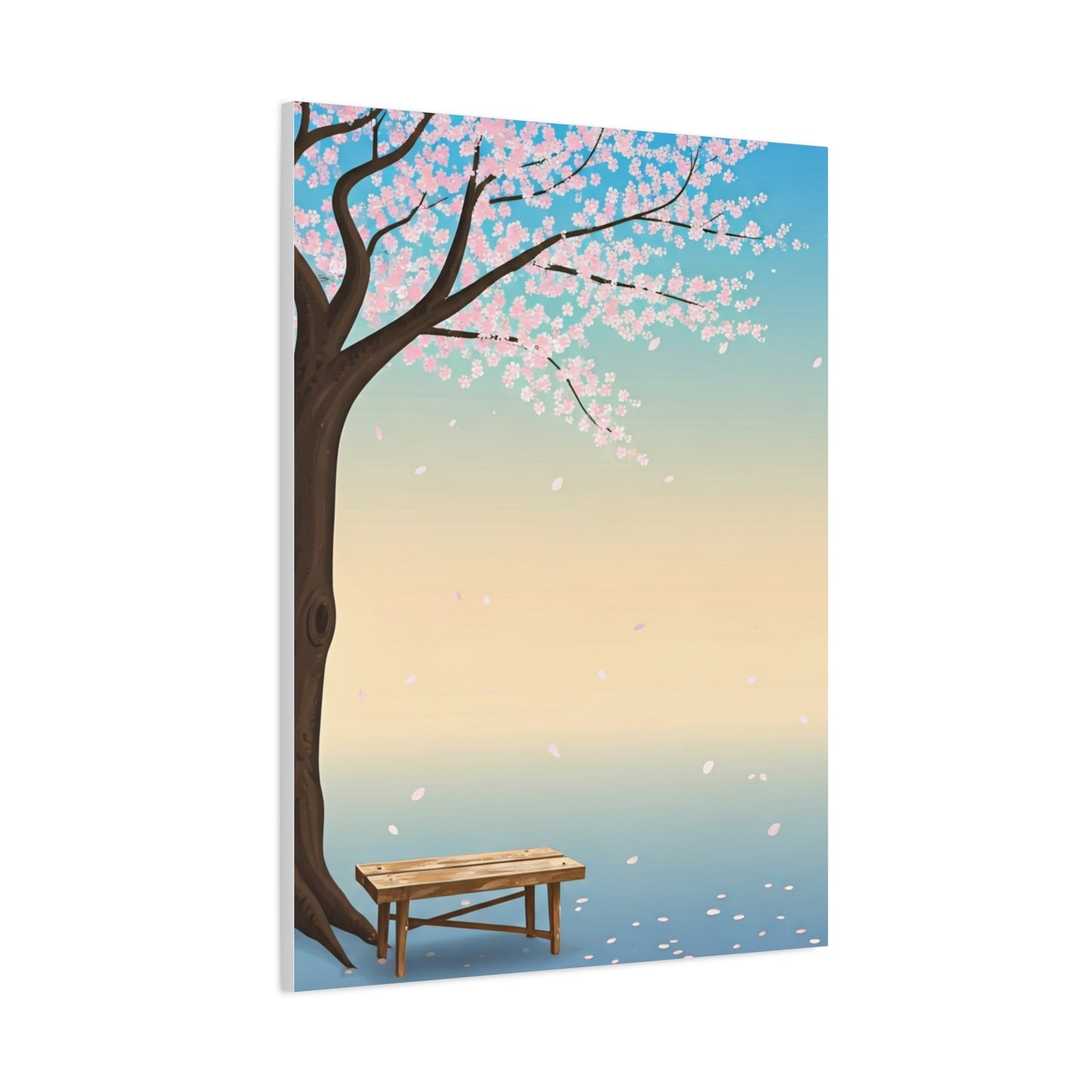 Minimal Sakura Tree With Bench Spring Serenity Wall Art & Canvas Prints