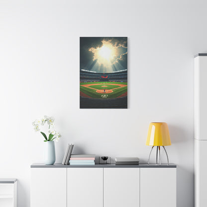 Golden Hour Baseball Field with Team Logo Wall Art & Canvas Prints