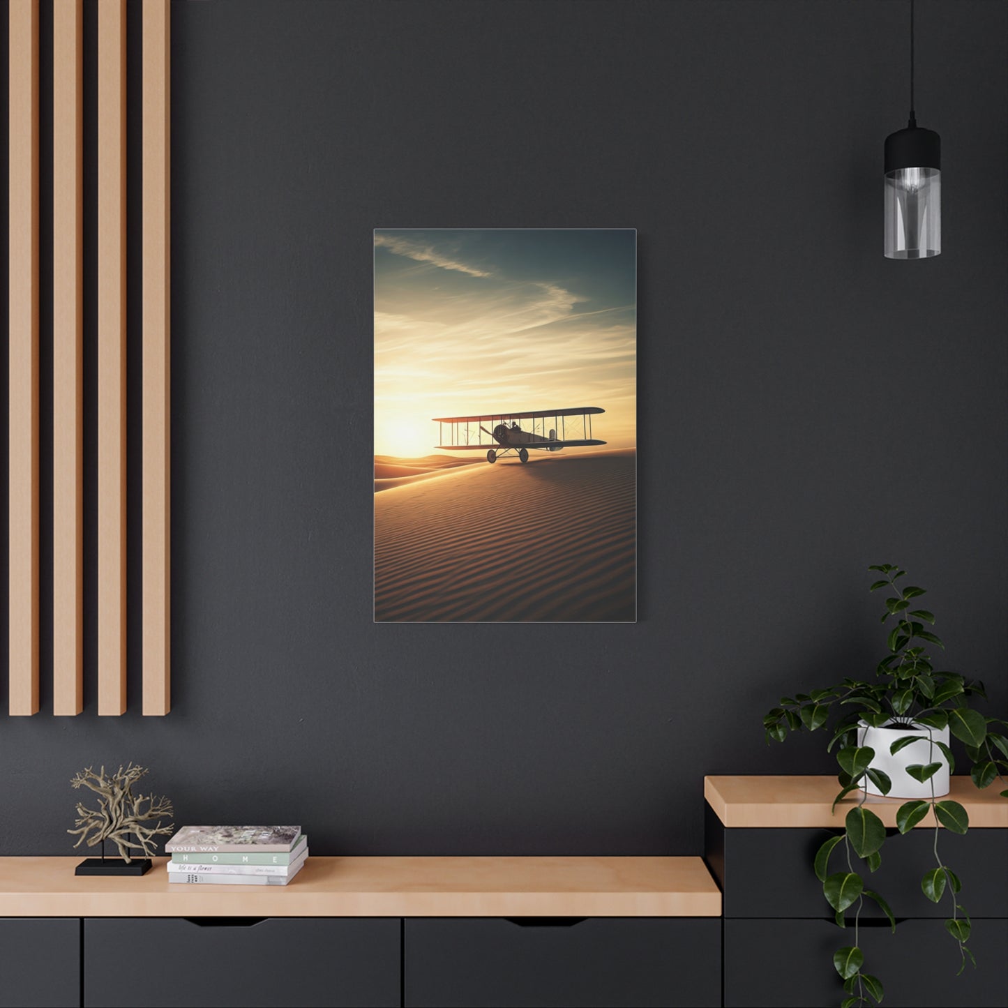 Desert Dawn Biplane Flight Wall Art & Canvas Prints