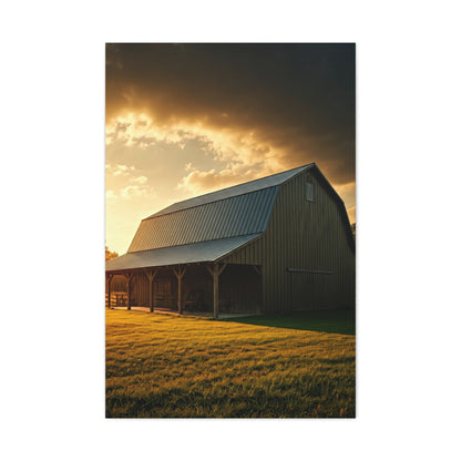 Golden Hour Farm Barn Landscape Wall Art & Canvas Prints
