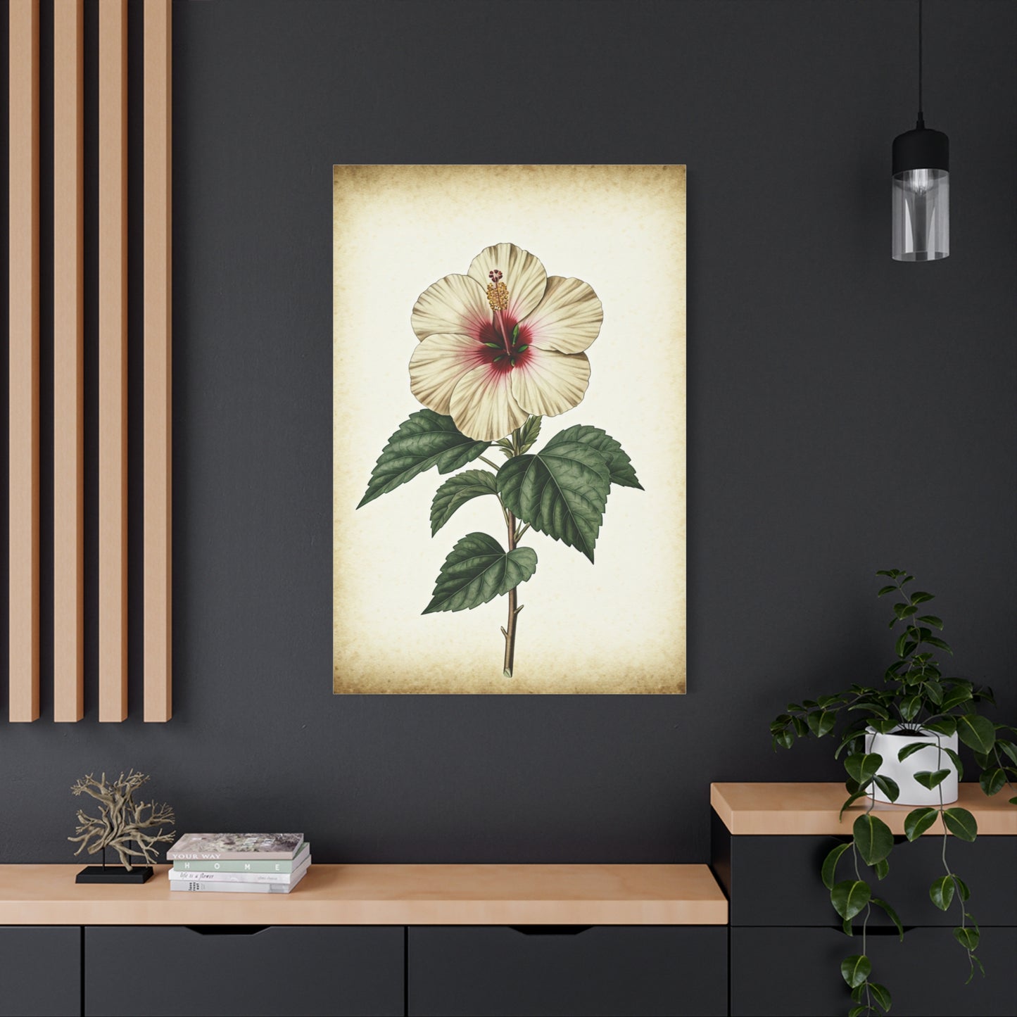 White Hibiscus Illustration Wall Art & Canvas Prints
