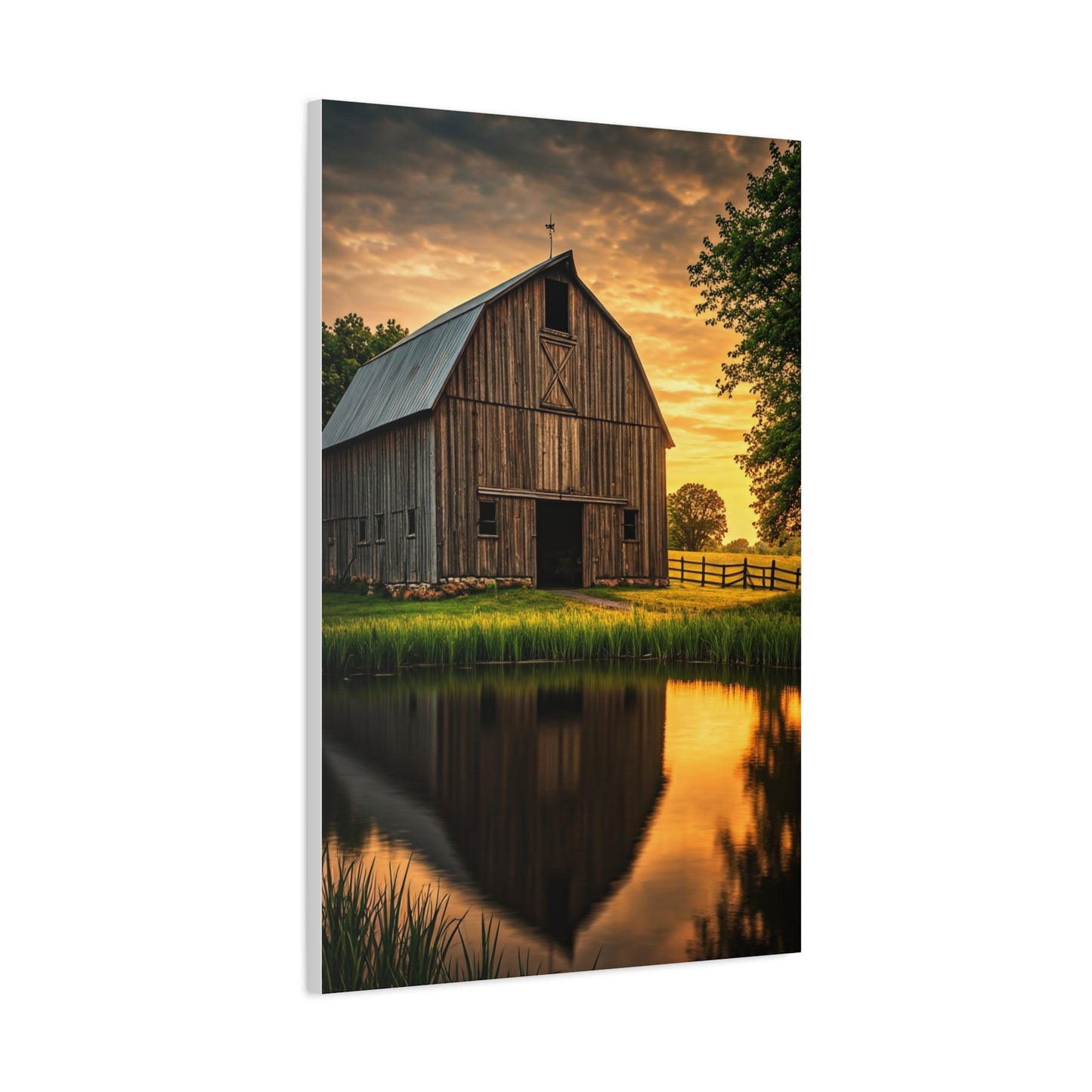 Barn Reflections at Golden Hour Wall Art & Canvas Prints