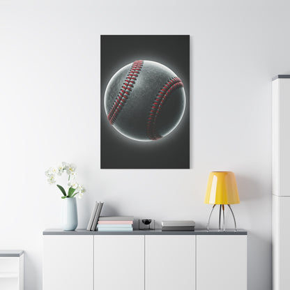 Glowing Baseball Stitch Close-Up Wall Art & Canvas Prints
