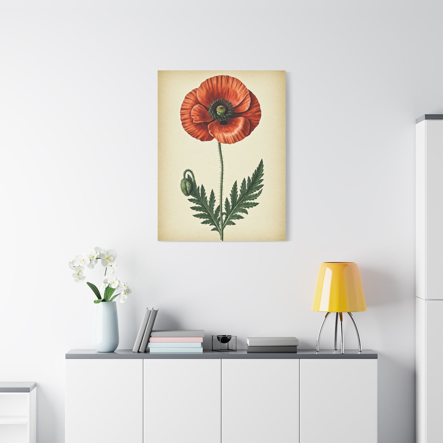 Poppy Flower Vintage Study Wall Art & Canvas Prints