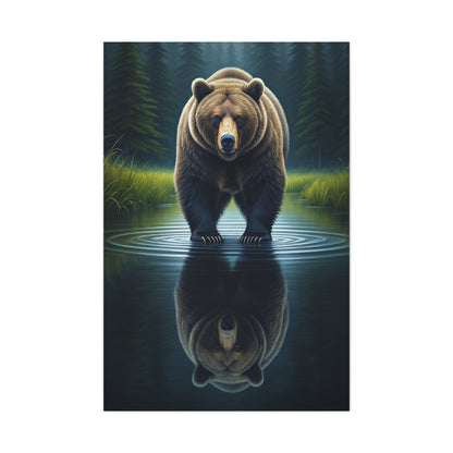 Brown Bear Reflection in Forest Water Wall Art & Canvas Prints